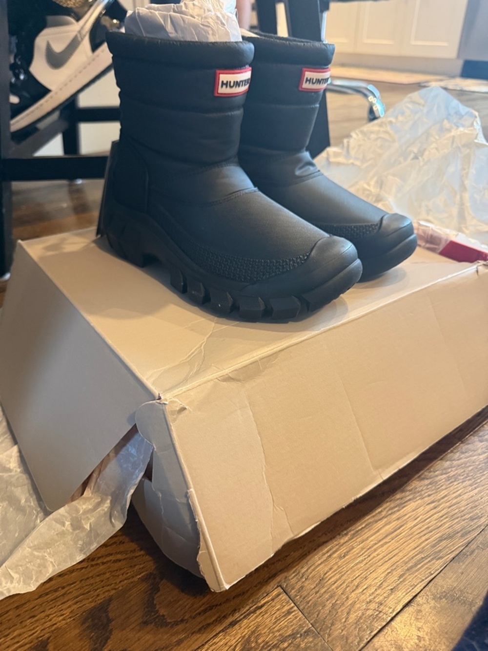 Hunter Black Puffer-Style Waterproof Winter Boots